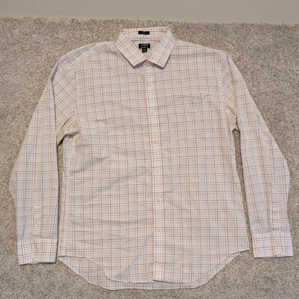 J.Crew Performance Slim Fit Button Down Shirt Men's XL Plaid Long Sleeve